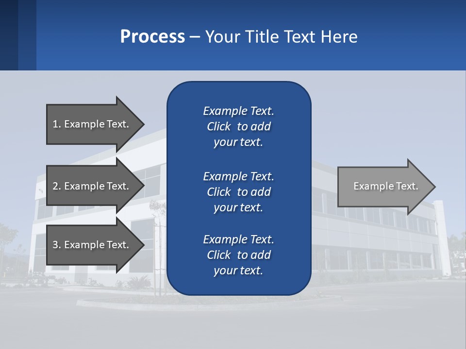 A Large White Building With A Blue Sign In Front Of It PowerPoint Template