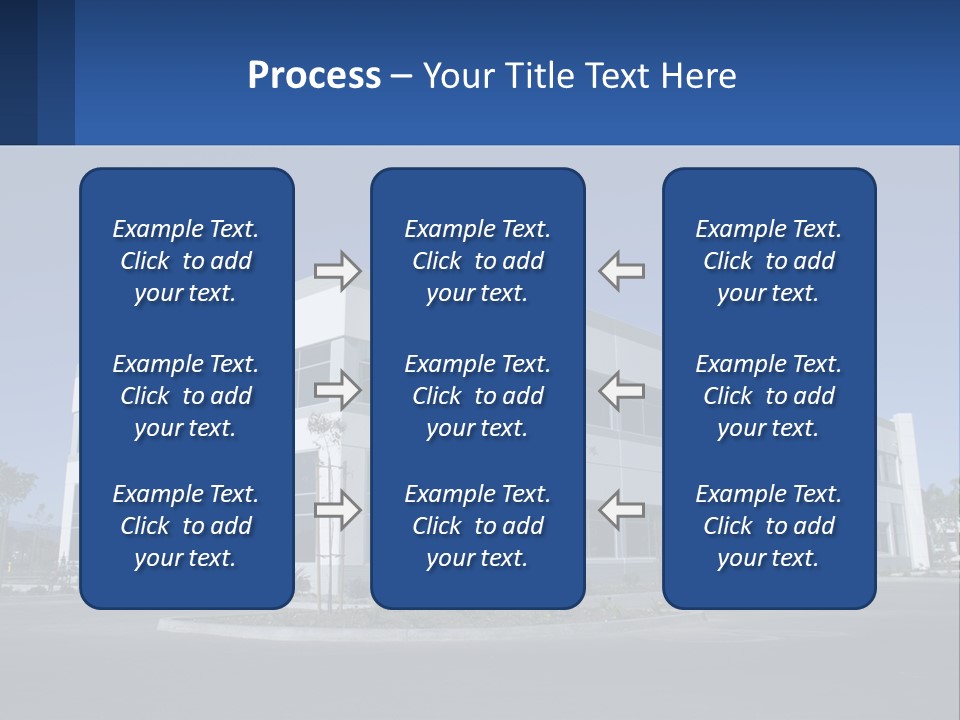 A Large White Building With A Blue Sign In Front Of It PowerPoint Template