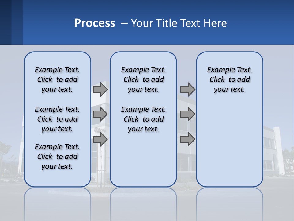 A Large White Building With A Blue Sign In Front Of It PowerPoint Template