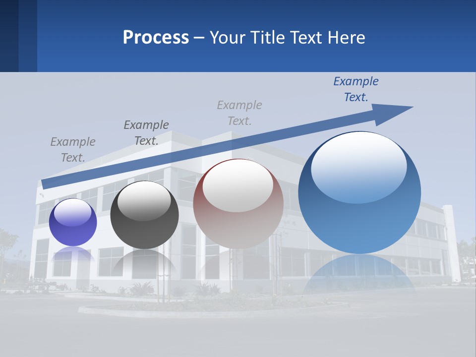 A Large White Building With A Blue Sign In Front Of It PowerPoint Template