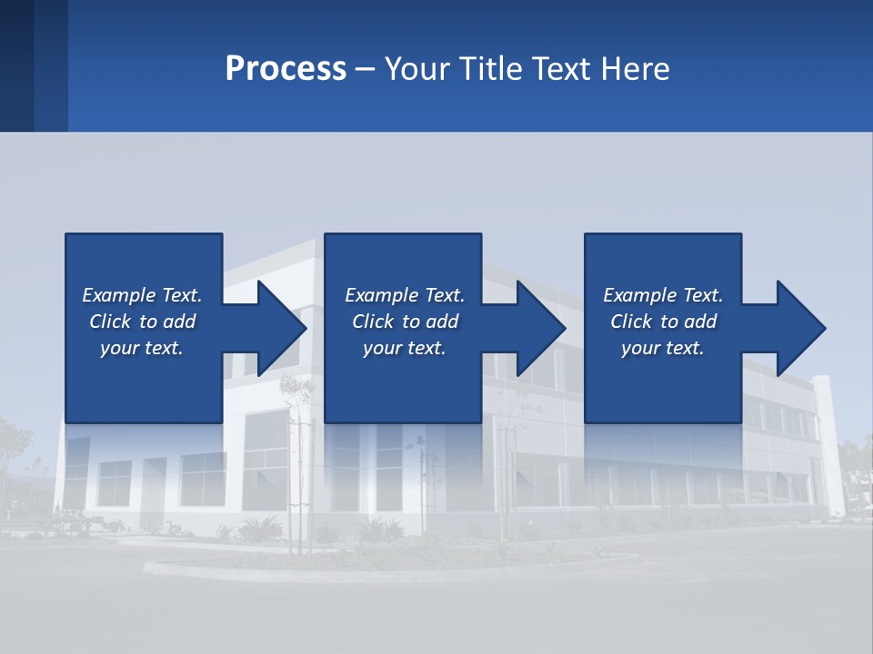 A Large White Building With A Blue Sign In Front Of It PowerPoint Template
