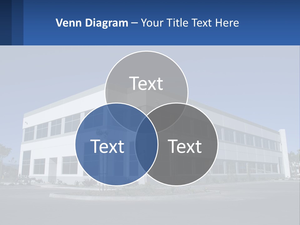 A Large White Building With A Blue Sign In Front Of It PowerPoint Template