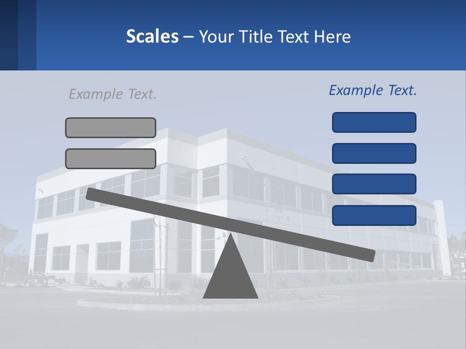 A Large White Building With A Blue Sign In Front Of It PowerPoint Template