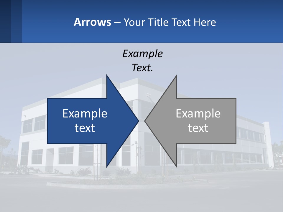 A Large White Building With A Blue Sign In Front Of It PowerPoint Template