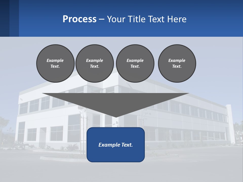 A Large White Building With A Blue Sign In Front Of It PowerPoint Template
