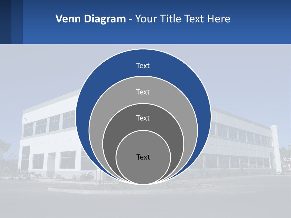 A Large White Building With A Blue Sign In Front Of It PowerPoint Template