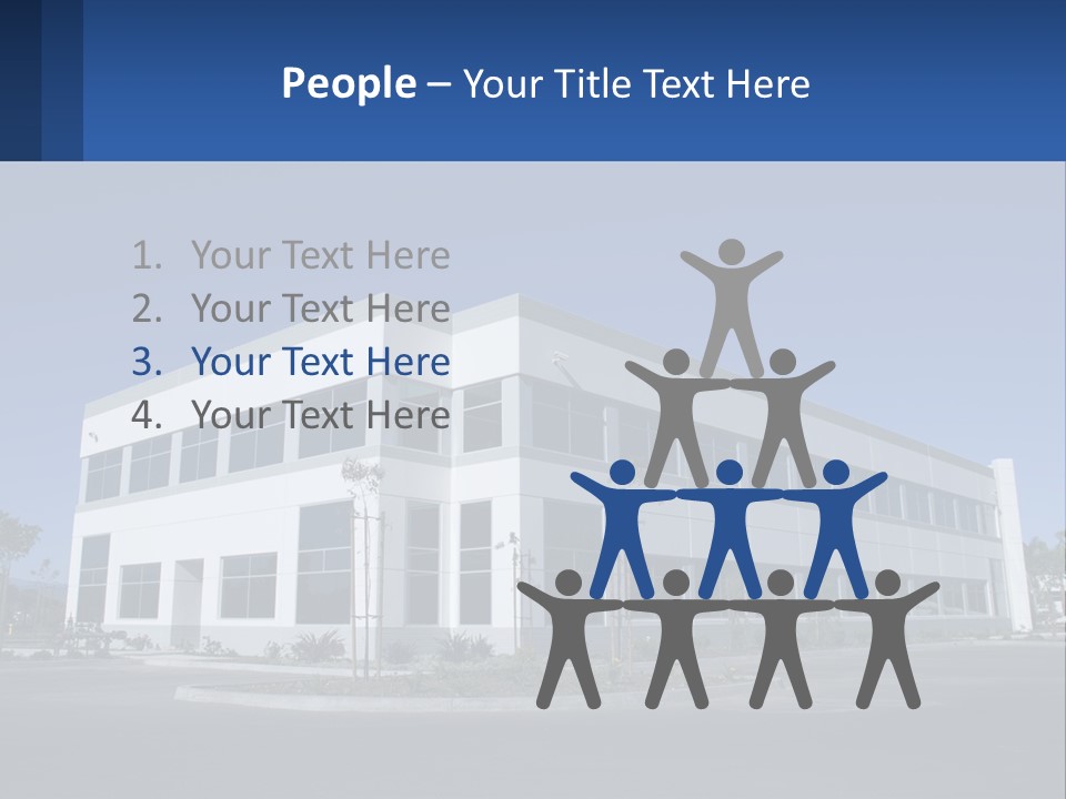 A Large White Building With A Blue Sign In Front Of It PowerPoint Template