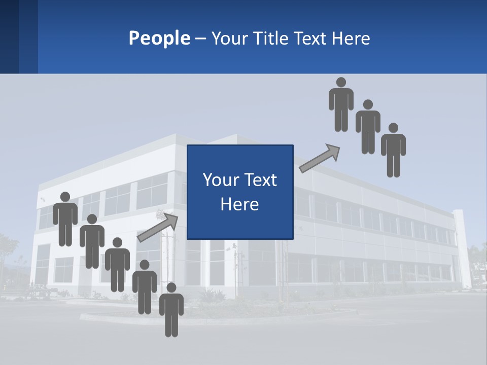 A Large White Building With A Blue Sign In Front Of It PowerPoint Template