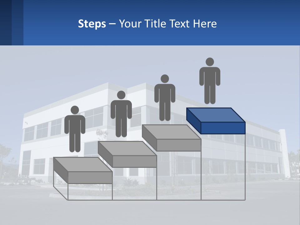 A Large White Building With A Blue Sign In Front Of It PowerPoint Template
