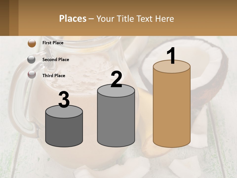 A Banana, Coconut, And Milkshake Are On A Table PowerPoint Template