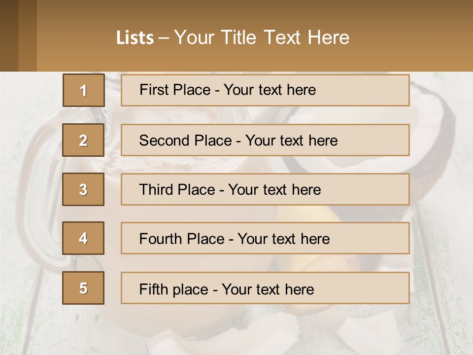 A Banana, Coconut, And Milkshake Are On A Table PowerPoint Template
