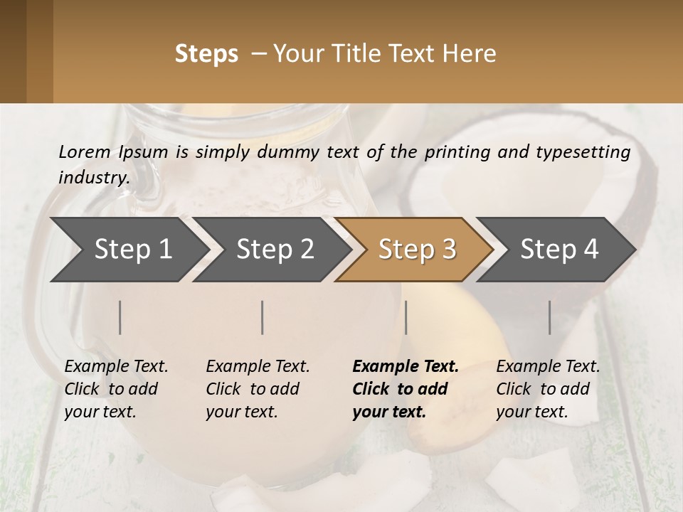 A Banana, Coconut, And Milkshake Are On A Table PowerPoint Template