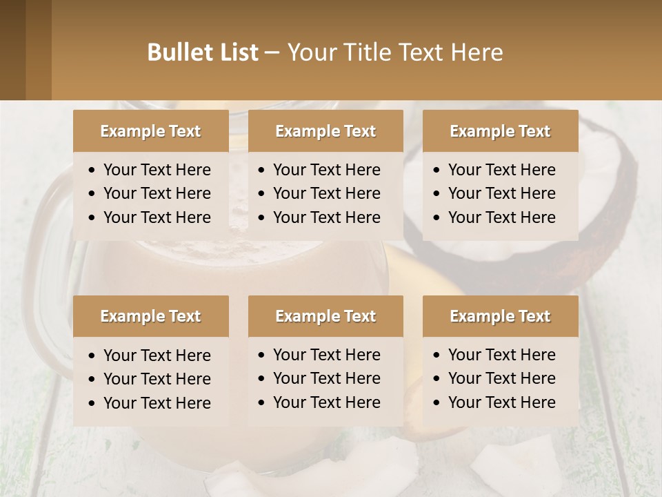 A Banana, Coconut, And Milkshake Are On A Table PowerPoint Template