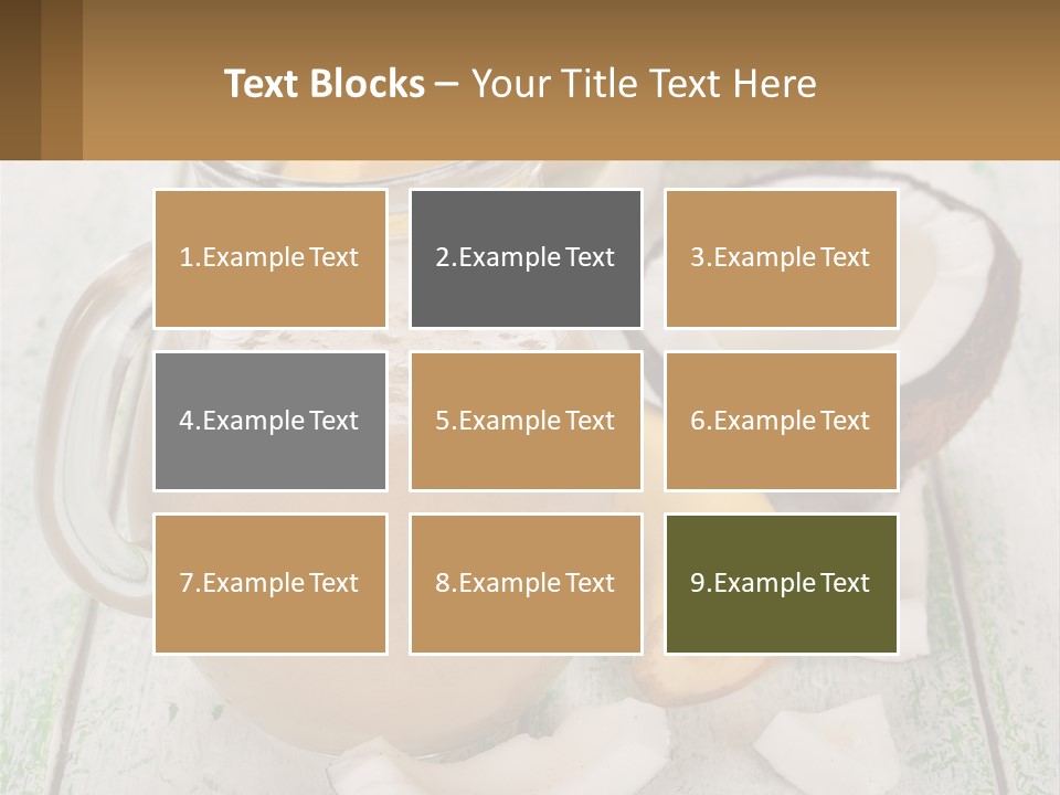 A Banana, Coconut, And Milkshake Are On A Table PowerPoint Template