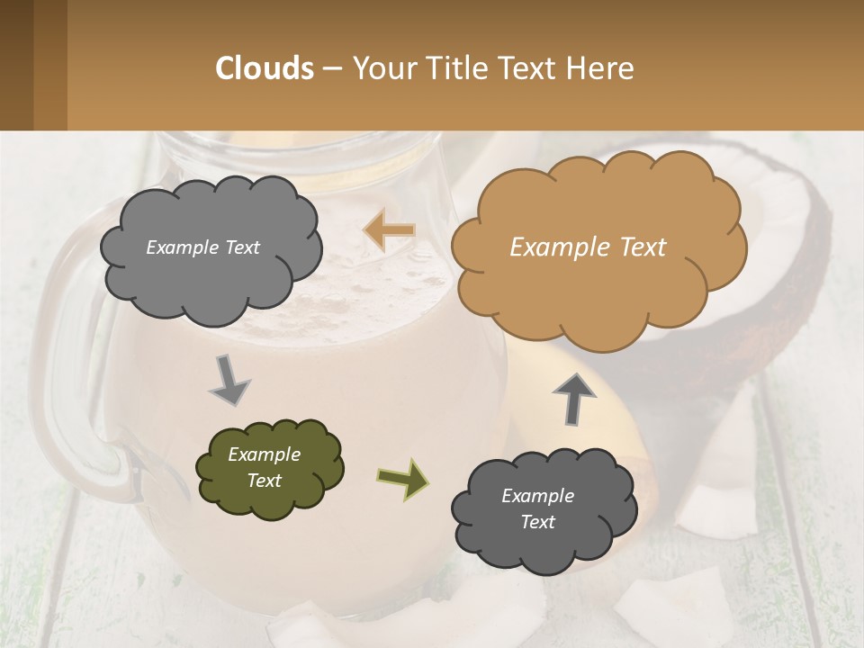 A Banana, Coconut, And Milkshake Are On A Table PowerPoint Template