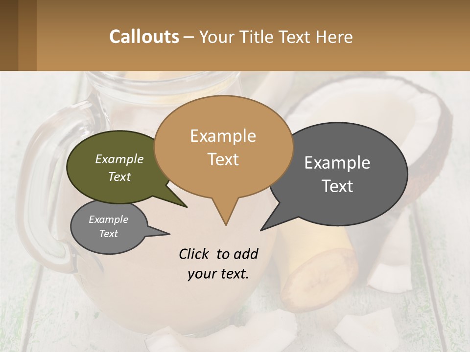 A Banana, Coconut, And Milkshake Are On A Table PowerPoint Template