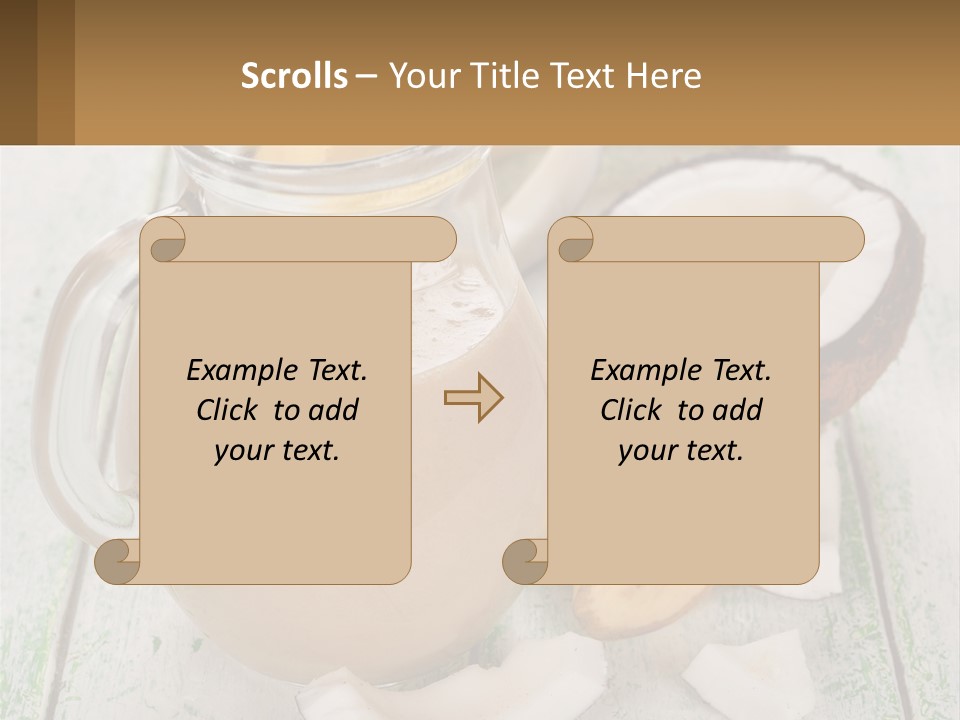 A Banana, Coconut, And Milkshake Are On A Table PowerPoint Template