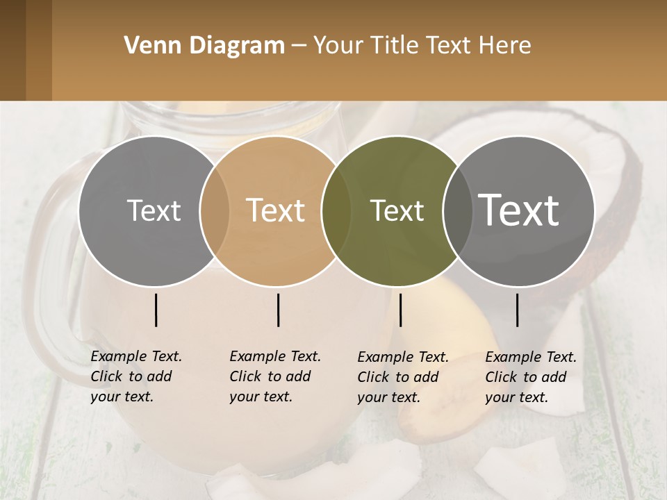 A Banana, Coconut, And Milkshake Are On A Table PowerPoint Template