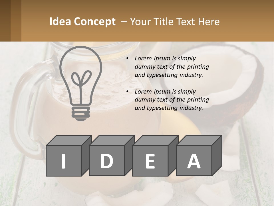 A Banana, Coconut, And Milkshake Are On A Table PowerPoint Template