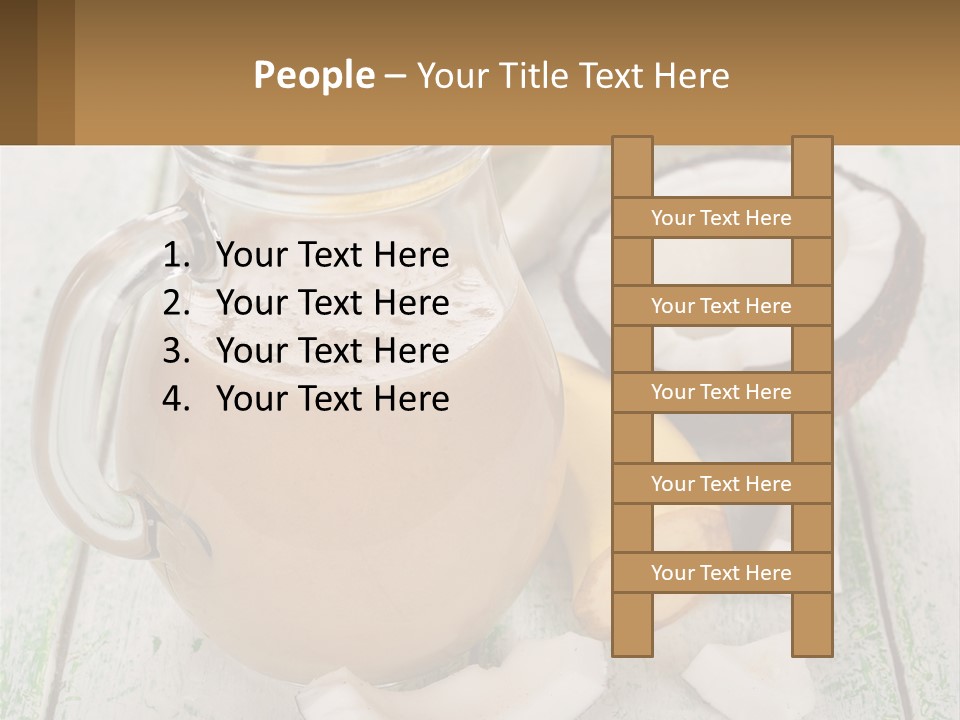 A Banana, Coconut, And Milkshake Are On A Table PowerPoint Template