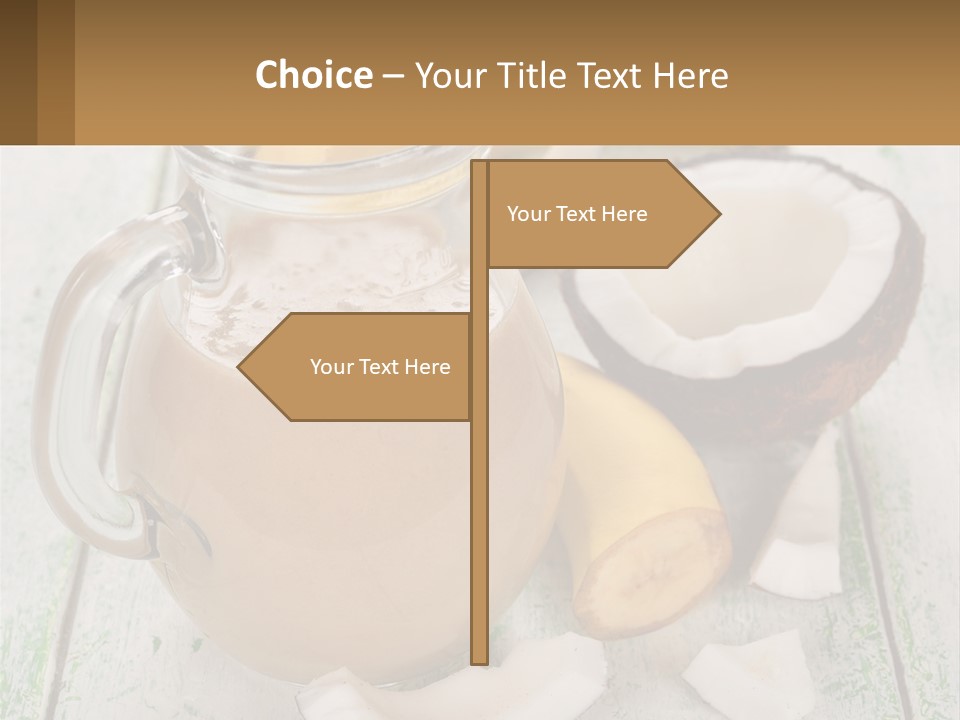 A Banana, Coconut, And Milkshake Are On A Table PowerPoint Template