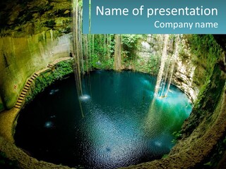 A Large Pool Of Water Surrounded By Trees PowerPoint Template