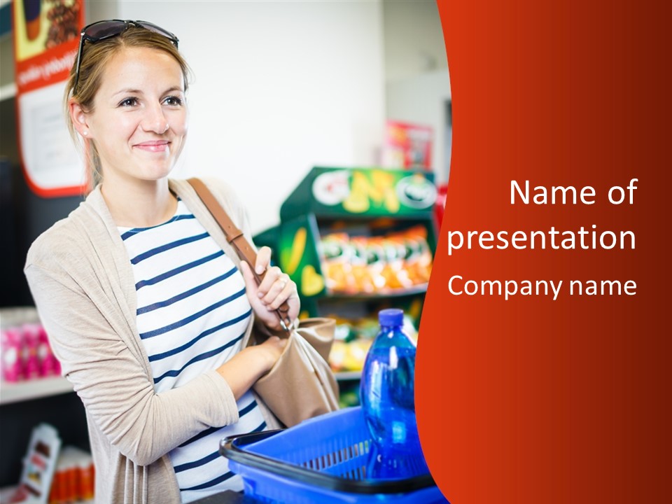 A Woman Standing In A Store Holding A Bag PowerPoint Template