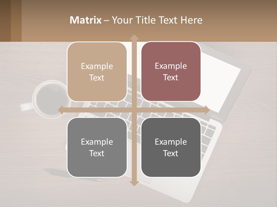 A Laptop Computer Sitting On Top Of A Wooden Desk PowerPoint Template