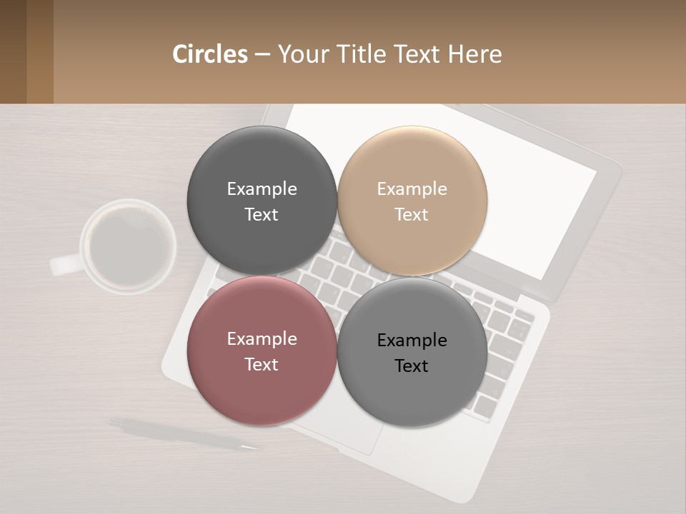 A Laptop Computer Sitting On Top Of A Wooden Desk PowerPoint Template