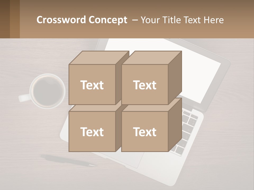 A Laptop Computer Sitting On Top Of A Wooden Desk PowerPoint Template
