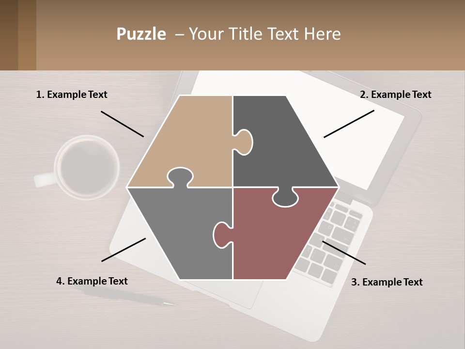 A Laptop Computer Sitting On Top Of A Wooden Desk PowerPoint Template