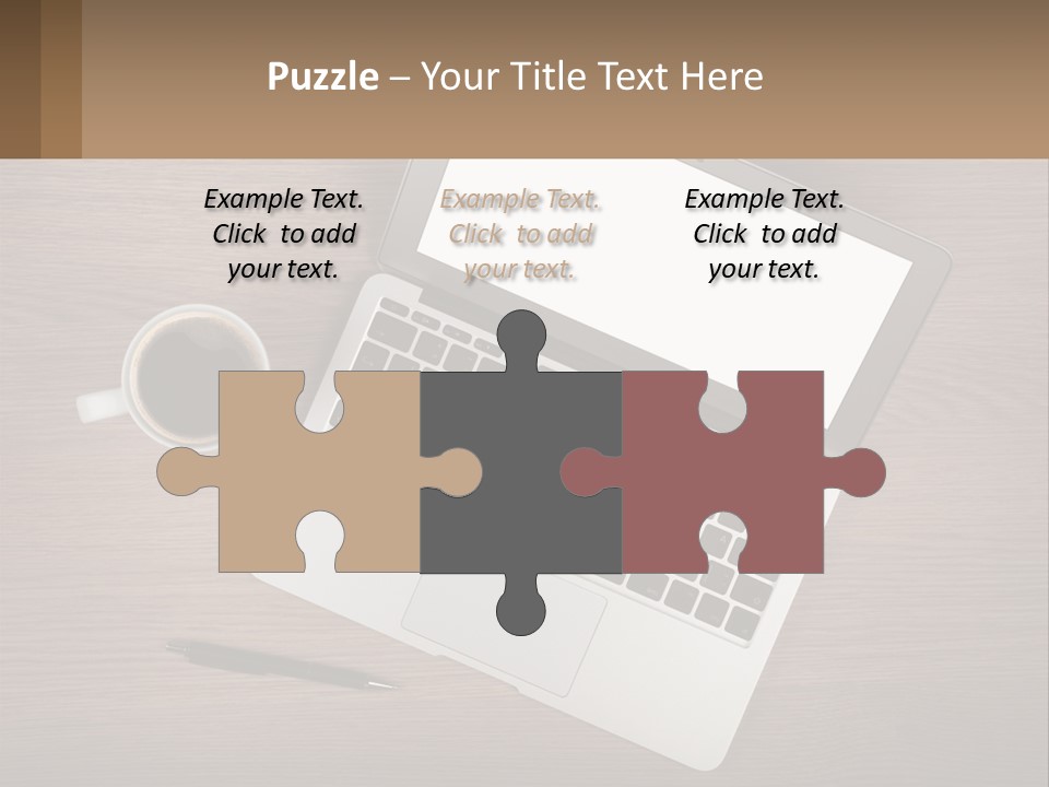 A Laptop Computer Sitting On Top Of A Wooden Desk PowerPoint Template