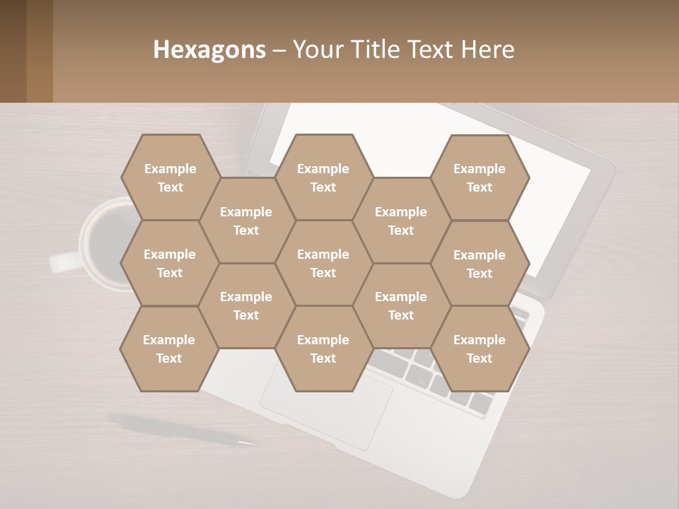 A Laptop Computer Sitting On Top Of A Wooden Desk PowerPoint Template