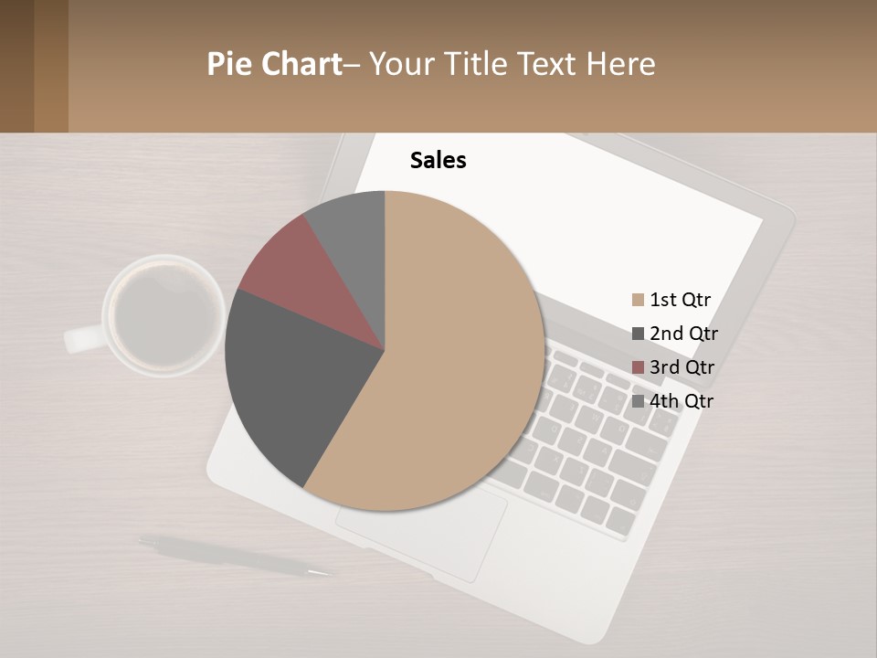 A Laptop Computer Sitting On Top Of A Wooden Desk PowerPoint Template