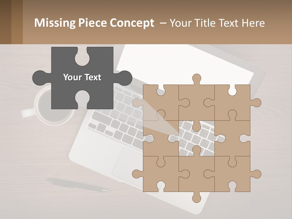 A Laptop Computer Sitting On Top Of A Wooden Desk PowerPoint Template