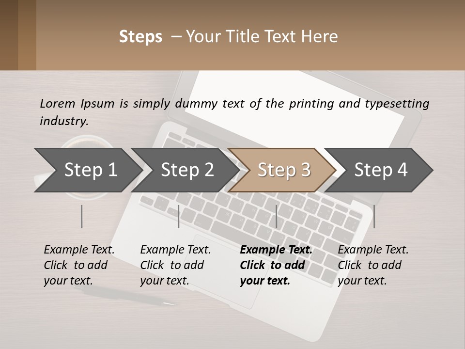 A Laptop Computer Sitting On Top Of A Wooden Desk PowerPoint Template