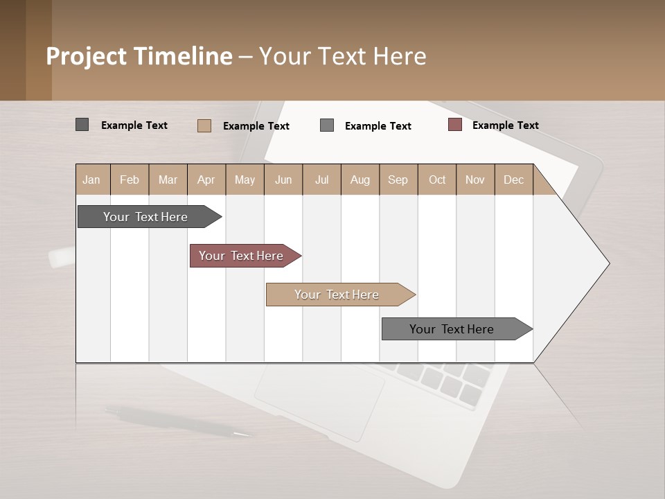 A Laptop Computer Sitting On Top Of A Wooden Desk PowerPoint Template