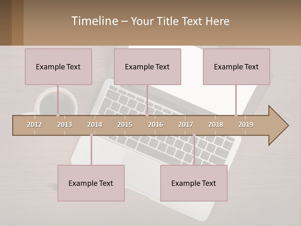 A Laptop Computer Sitting On Top Of A Wooden Desk PowerPoint Template