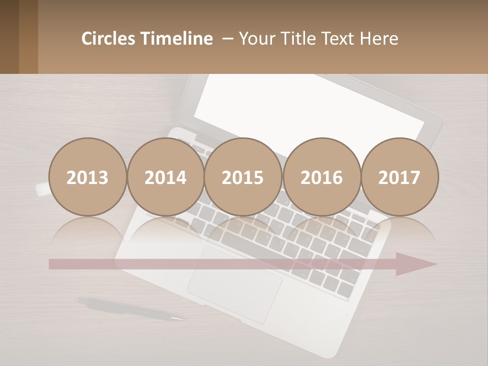 A Laptop Computer Sitting On Top Of A Wooden Desk PowerPoint Template