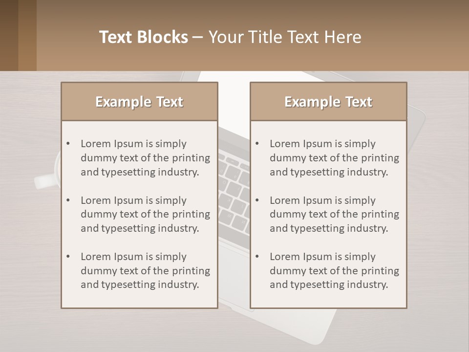 A Laptop Computer Sitting On Top Of A Wooden Desk PowerPoint Template