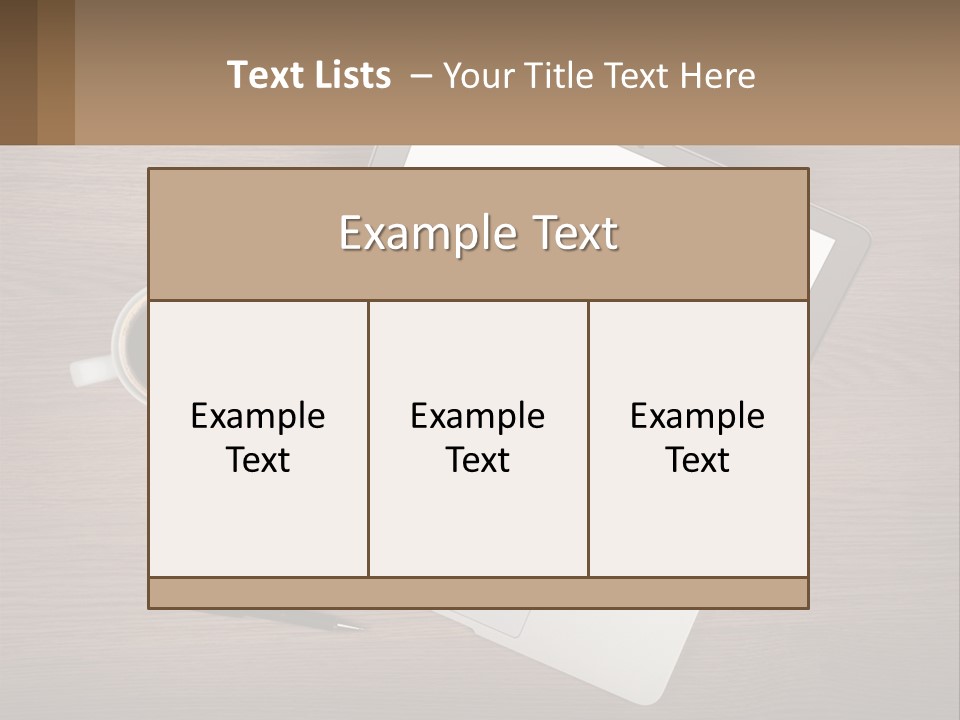 A Laptop Computer Sitting On Top Of A Wooden Desk PowerPoint Template