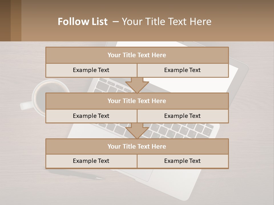 A Laptop Computer Sitting On Top Of A Wooden Desk PowerPoint Template