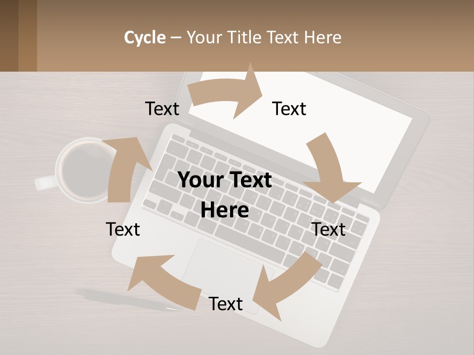 A Laptop Computer Sitting On Top Of A Wooden Desk PowerPoint Template