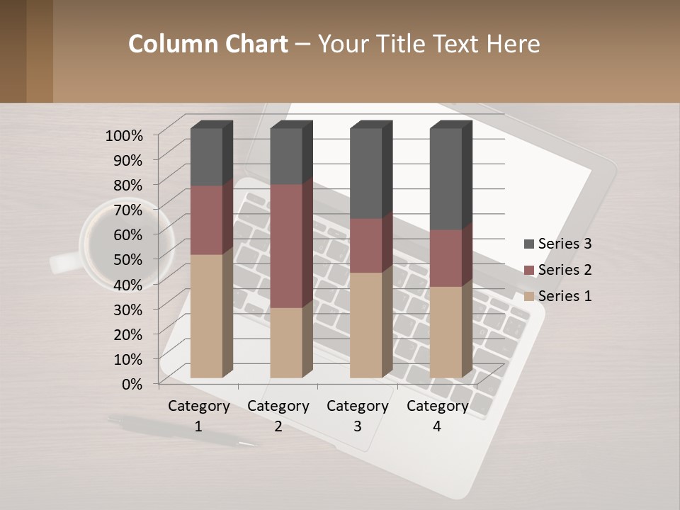 A Laptop Computer Sitting On Top Of A Wooden Desk PowerPoint Template