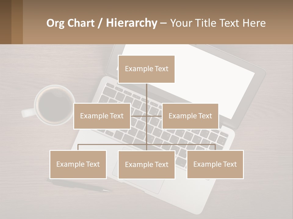 A Laptop Computer Sitting On Top Of A Wooden Desk PowerPoint Template