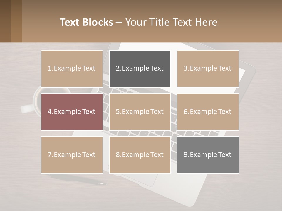 A Laptop Computer Sitting On Top Of A Wooden Desk PowerPoint Template