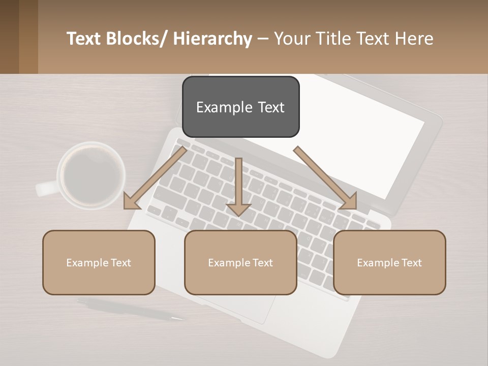 A Laptop Computer Sitting On Top Of A Wooden Desk PowerPoint Template