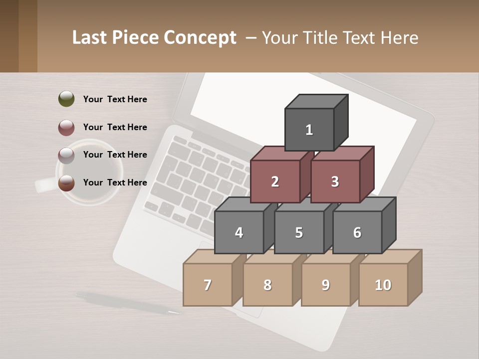 A Laptop Computer Sitting On Top Of A Wooden Desk PowerPoint Template