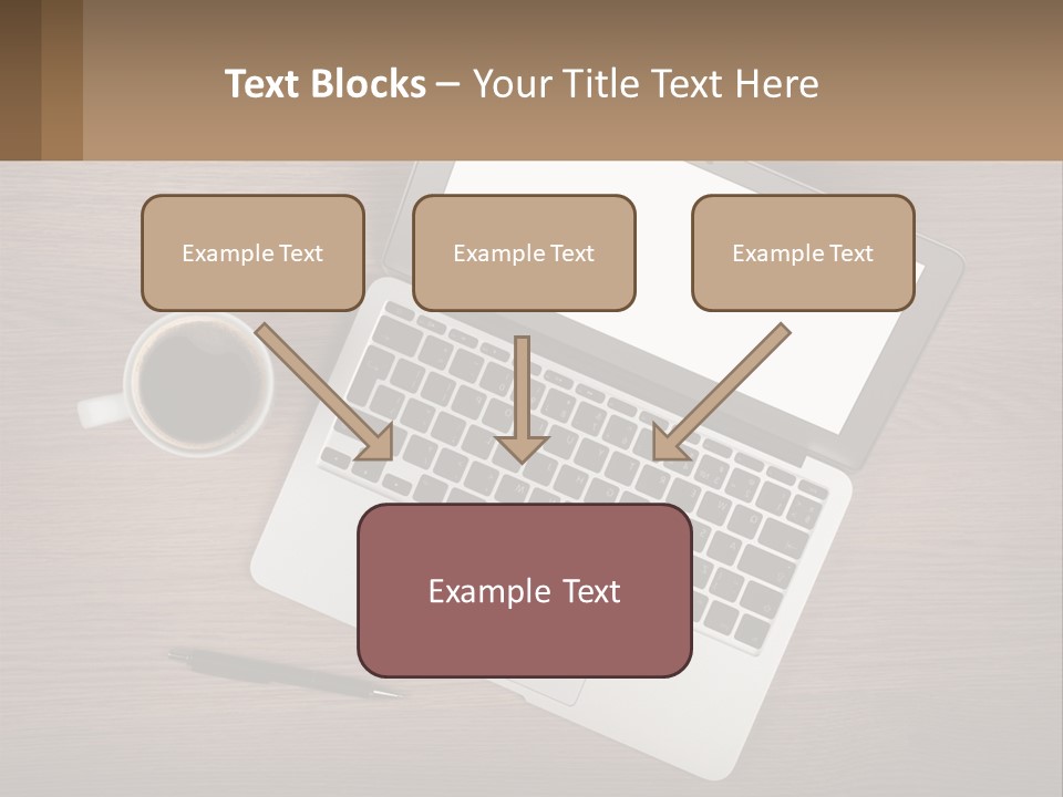 A Laptop Computer Sitting On Top Of A Wooden Desk PowerPoint Template