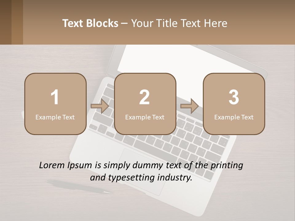 A Laptop Computer Sitting On Top Of A Wooden Desk PowerPoint Template
